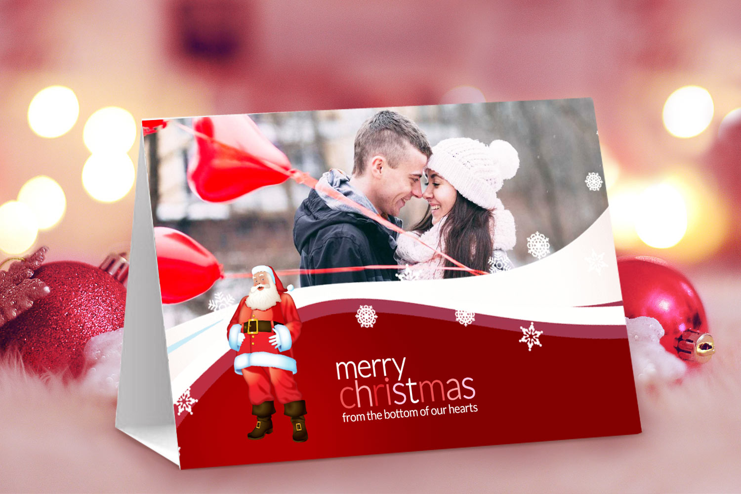 Festive Santa Claus Christmas card template for holiday greetings