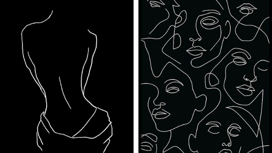 black and white line drawings