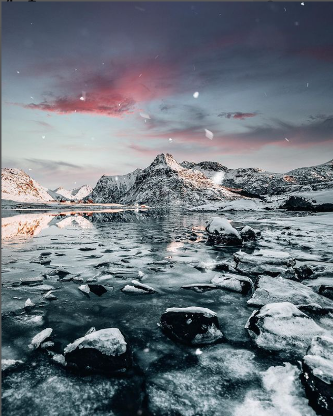 The scenic beauty of mountains covered with snow captured using an iPhone