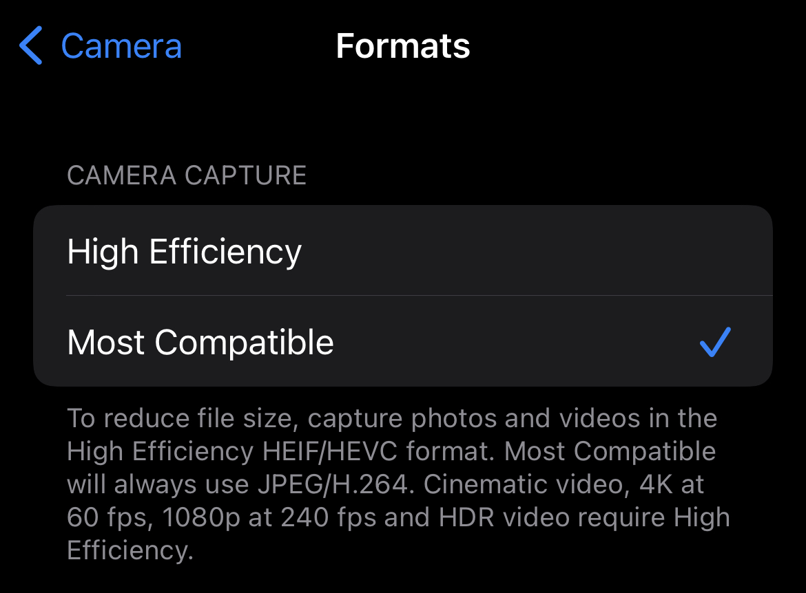  iPhone camera settings to set the photo format