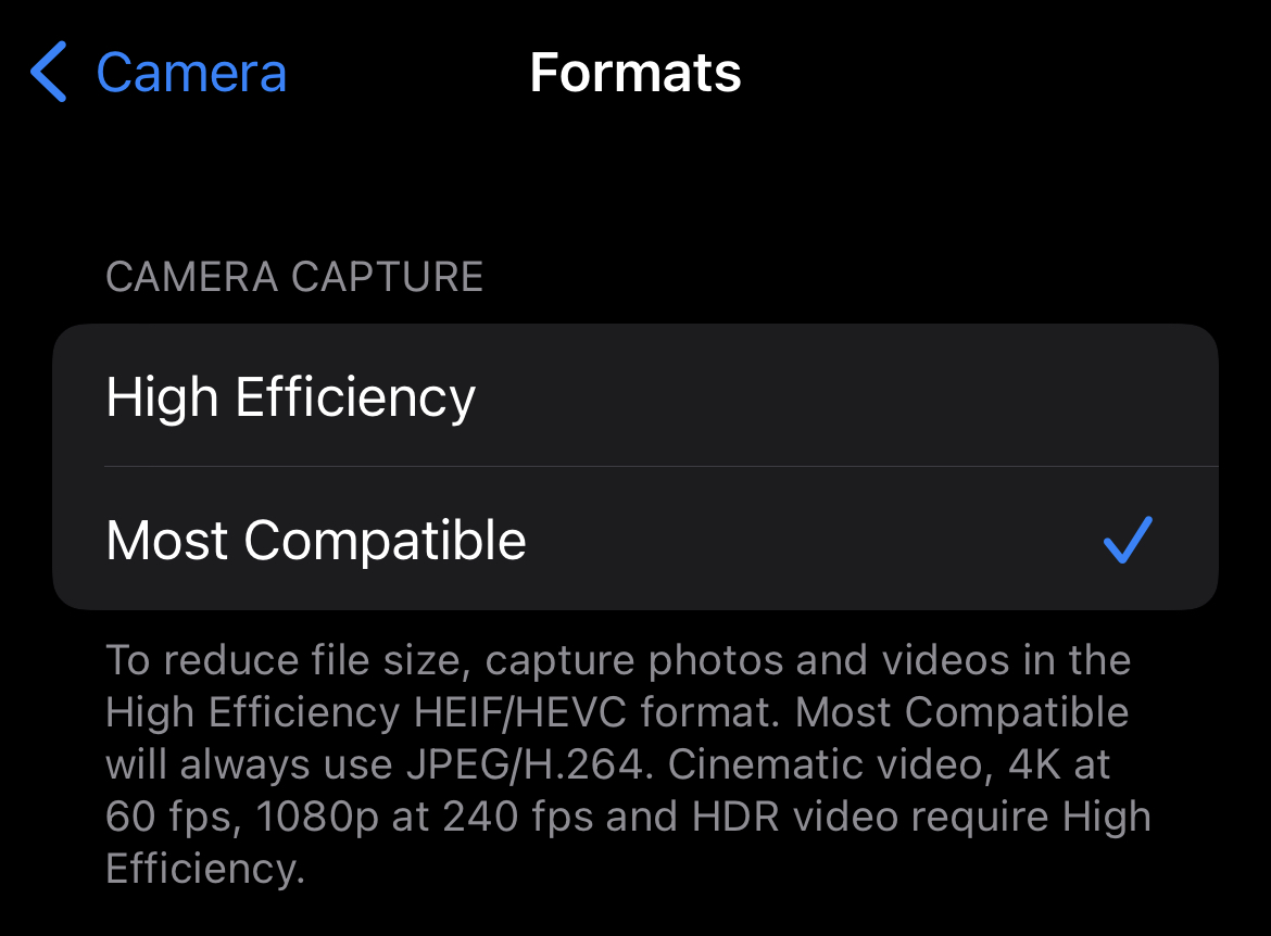  iPhone camera settings to set the photo format