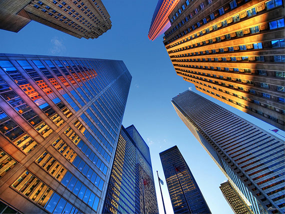  A beautiful picture of buildings with sun rays falling on them