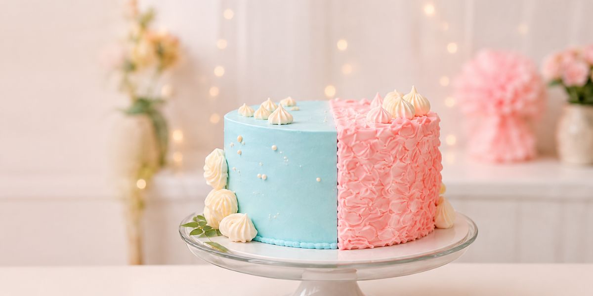 Half birthday cake with number 6 topper for a baby's 6 month celebration
