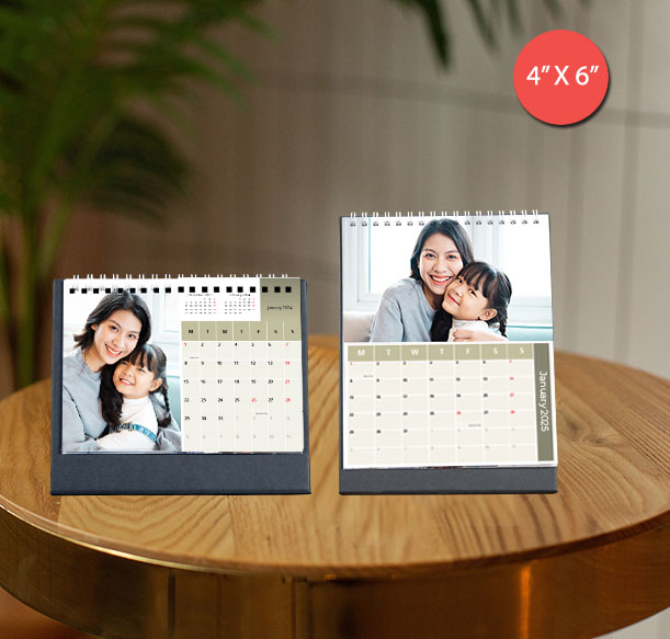  Custom desk calendar with a family photo, showcasing the month of January 2025 in Singapore.