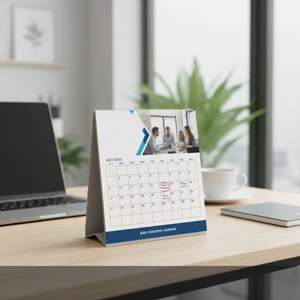 2025 corporate desk calendar gift featuring Singapore skyline and local landmarks, ideal for office desks and business gifting