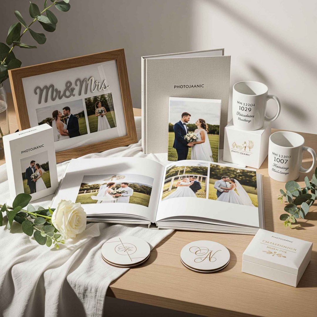 Personalized wedding gifts for couple Singapore including photo books, frames, and calendars