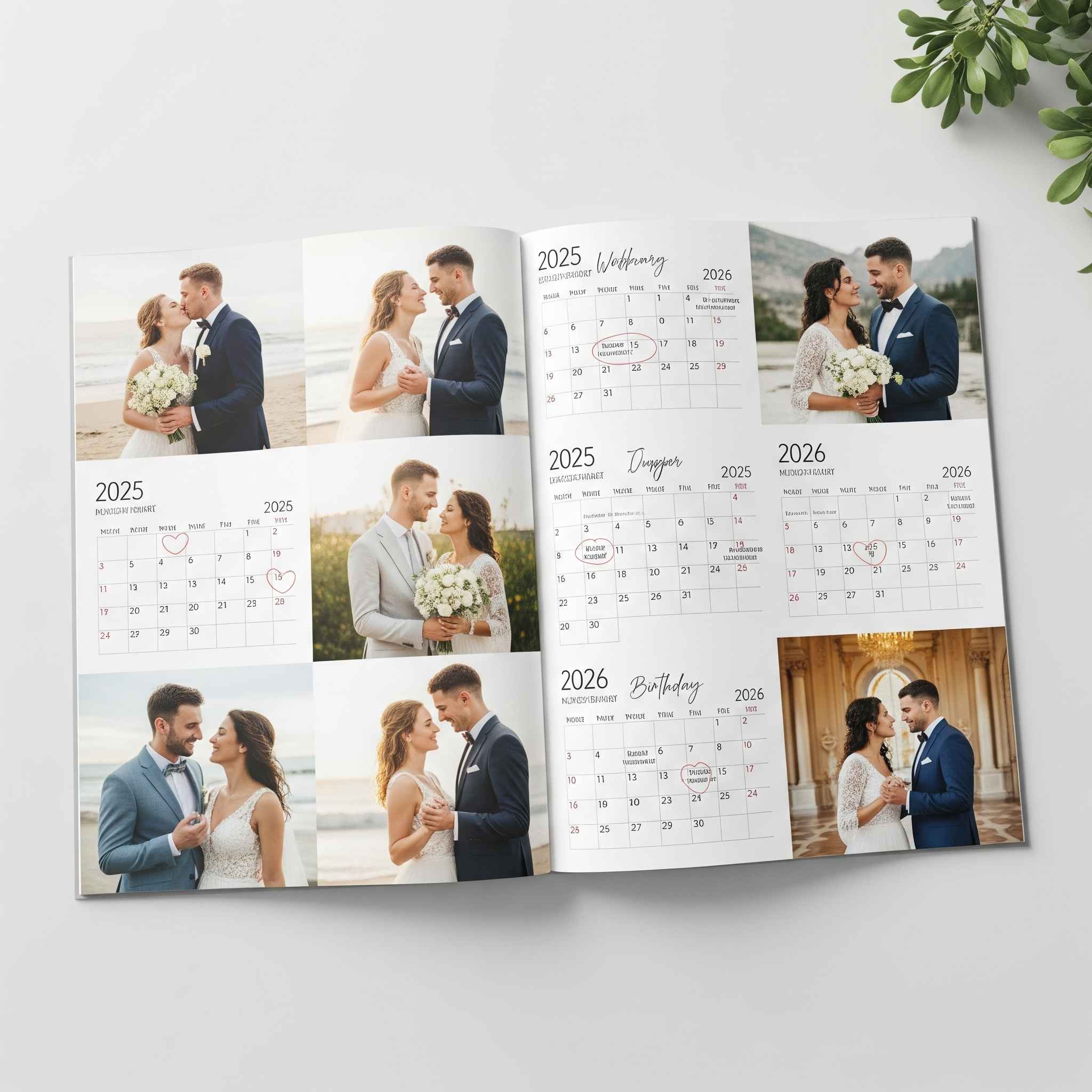 Personalized wedding photo calendar gift for couple Singapore custom design with wedding photos