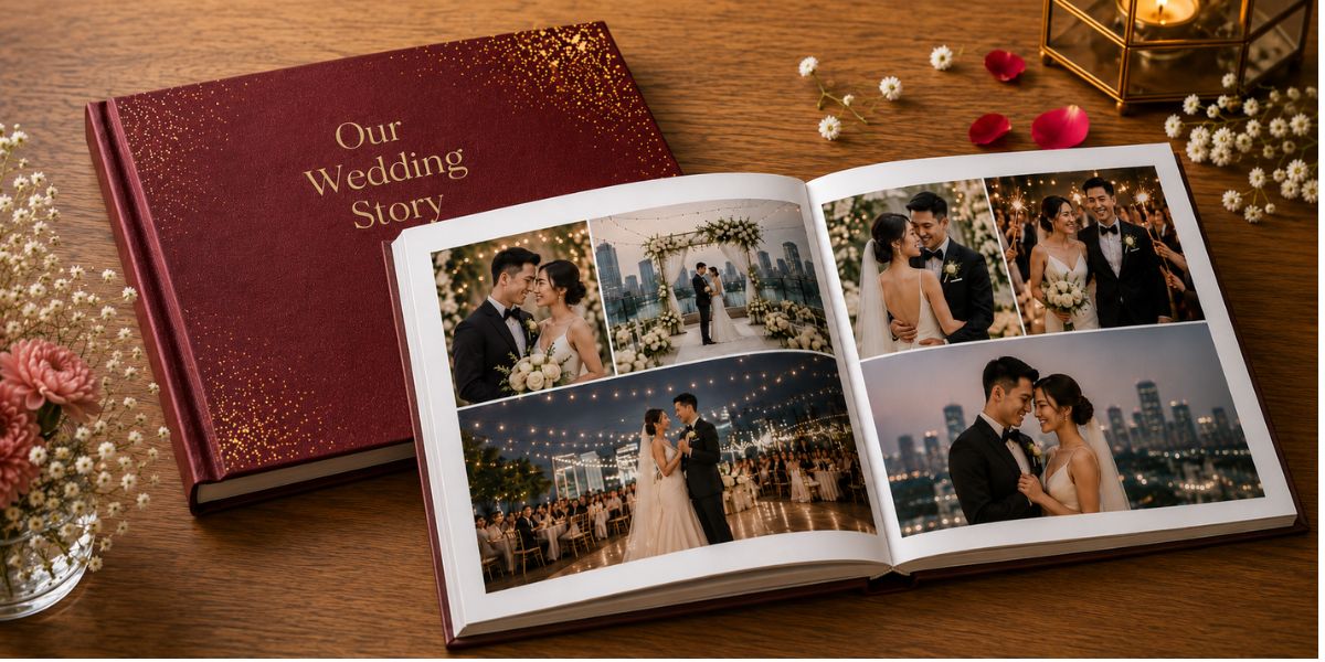 Personalised wedding photo book for couples in Singapore