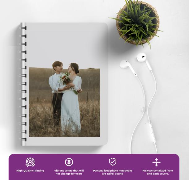 Personalized notebook engraved with name and birthday message, a practical and thoughtful birthday gift for wife in Singapore