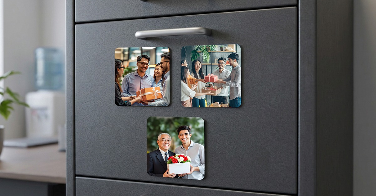 Custom photo magnets corporate gifts Singapore for events and promotional giveaways