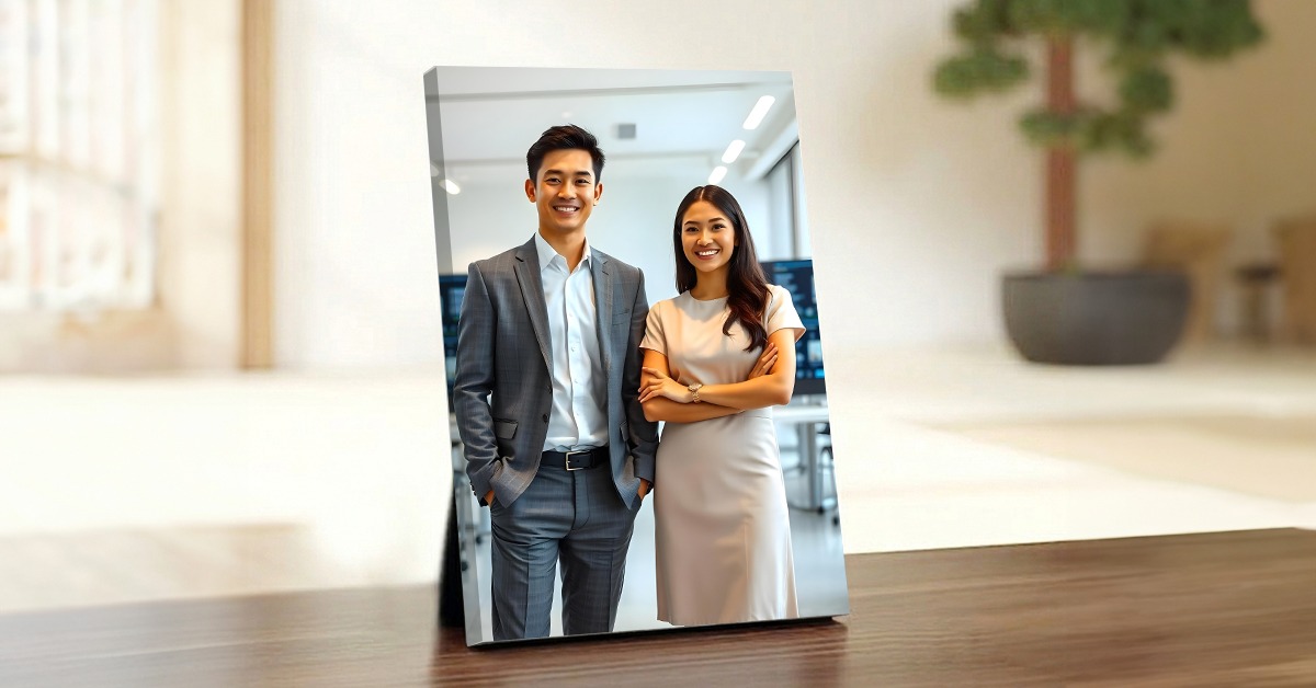 Personalised table frame corporate gift for employee recognition and desk decor