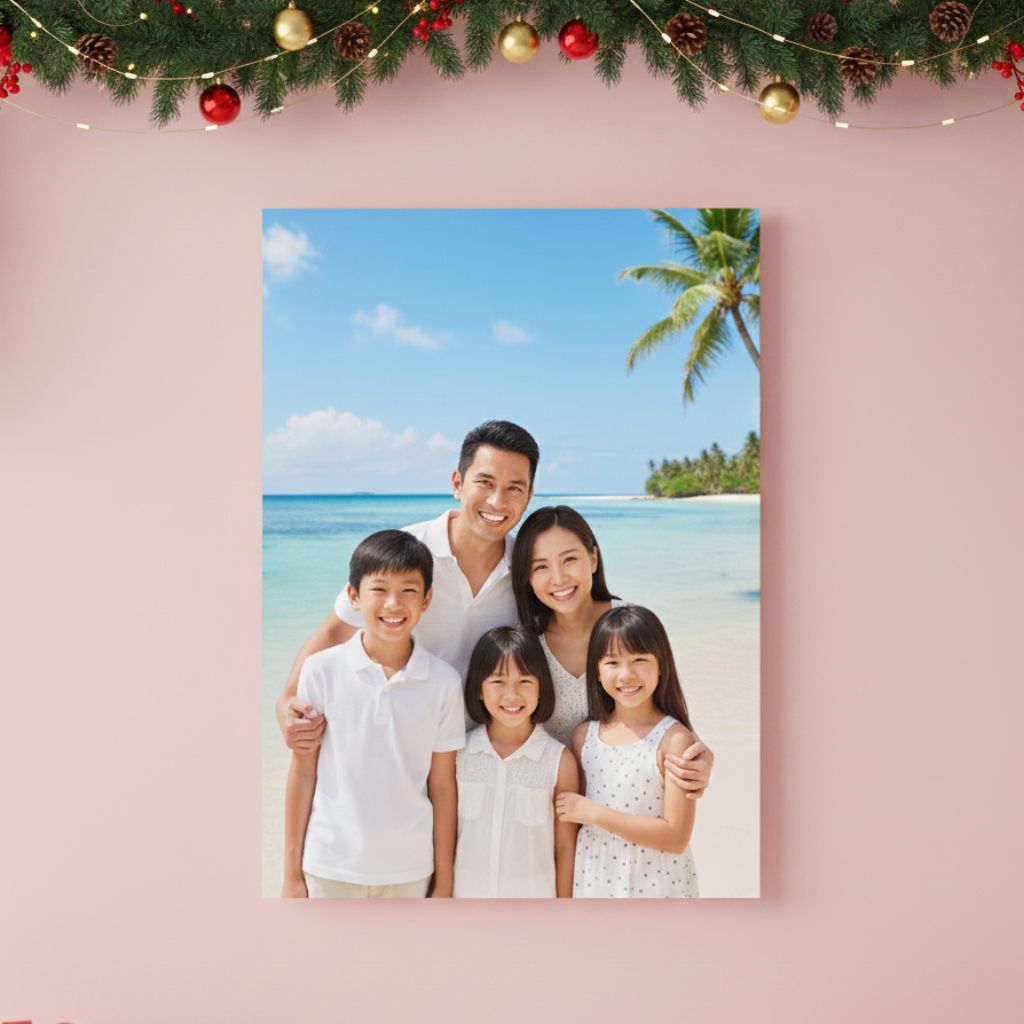 Premium family canvas print wall decor for Christmas gifting in Singapore