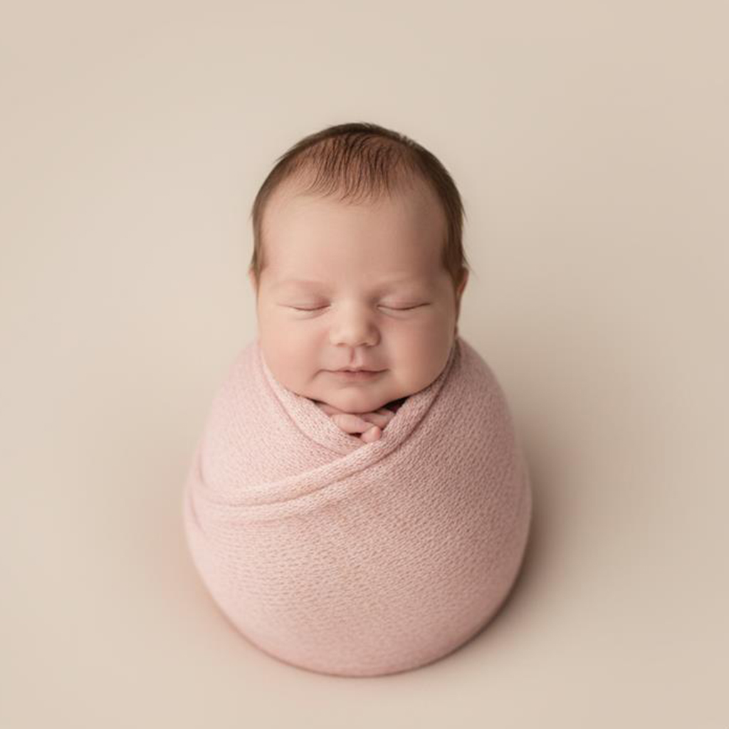 classic wrapped pose newborn baby photoshoot Singapore soft pastel wrap