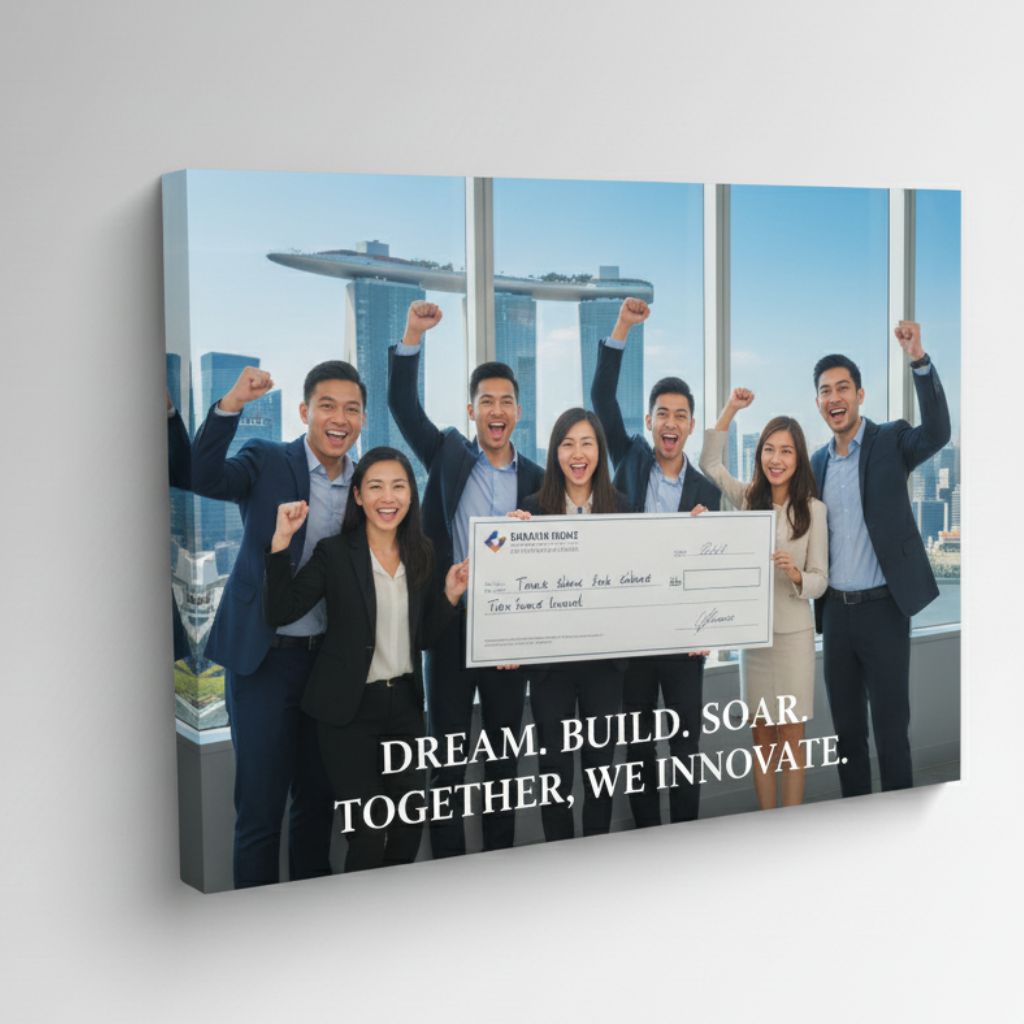 Bulk customised canvas prints with motivational quotes, ideal for office décor and corporate gifting.