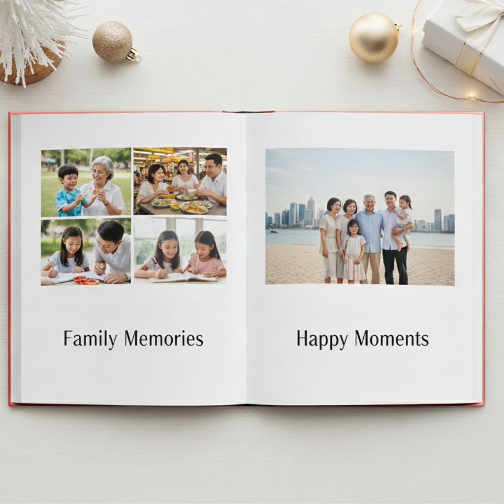 Personalised family photobook Christmas gift in Singapore by Photojaanic