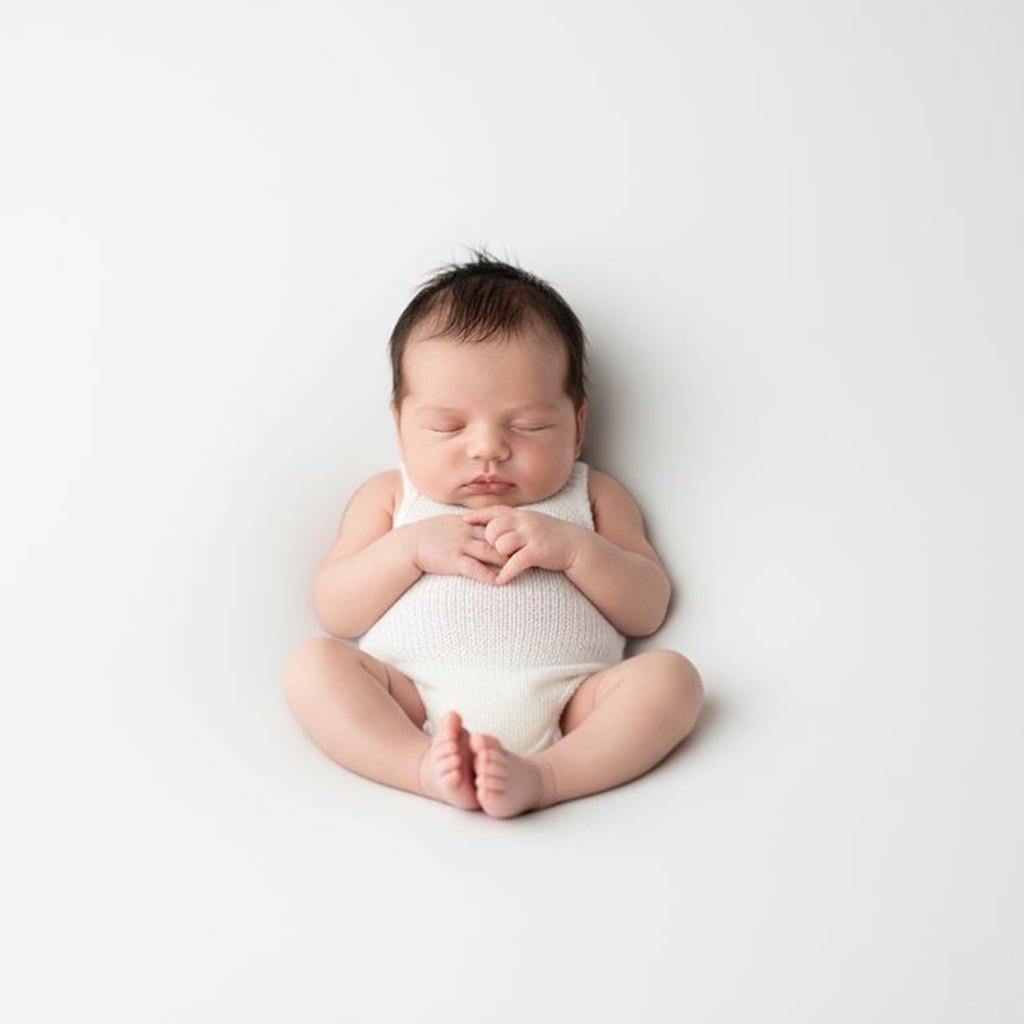 minimalist newborn baby photoshoot Singapore white studio clean elegant look