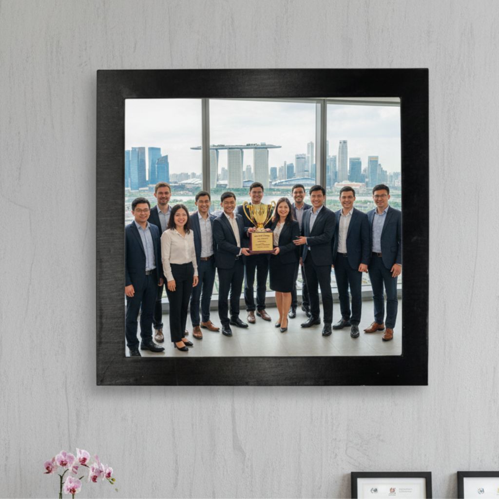 Personalised wall frames in bulk with branded artwork, perfect for corporate gifting.