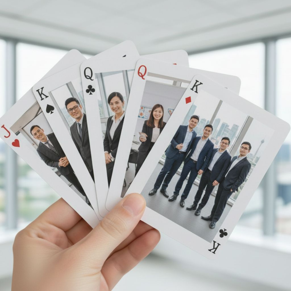 Personalized corporate playing cards for team bonding and office events