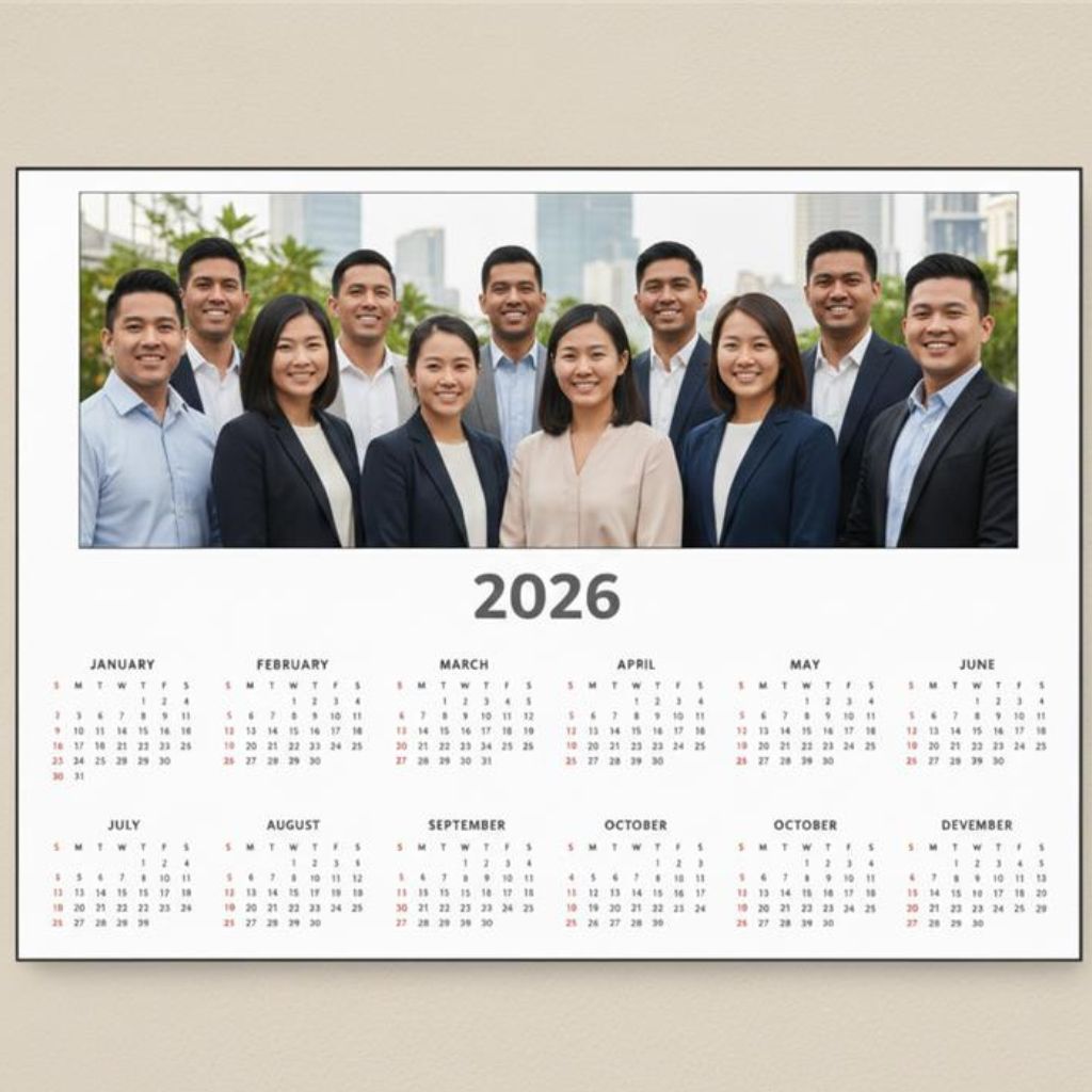 Custom poster calendars blending art and utility for office decor, brand messaging, and corporate gifting