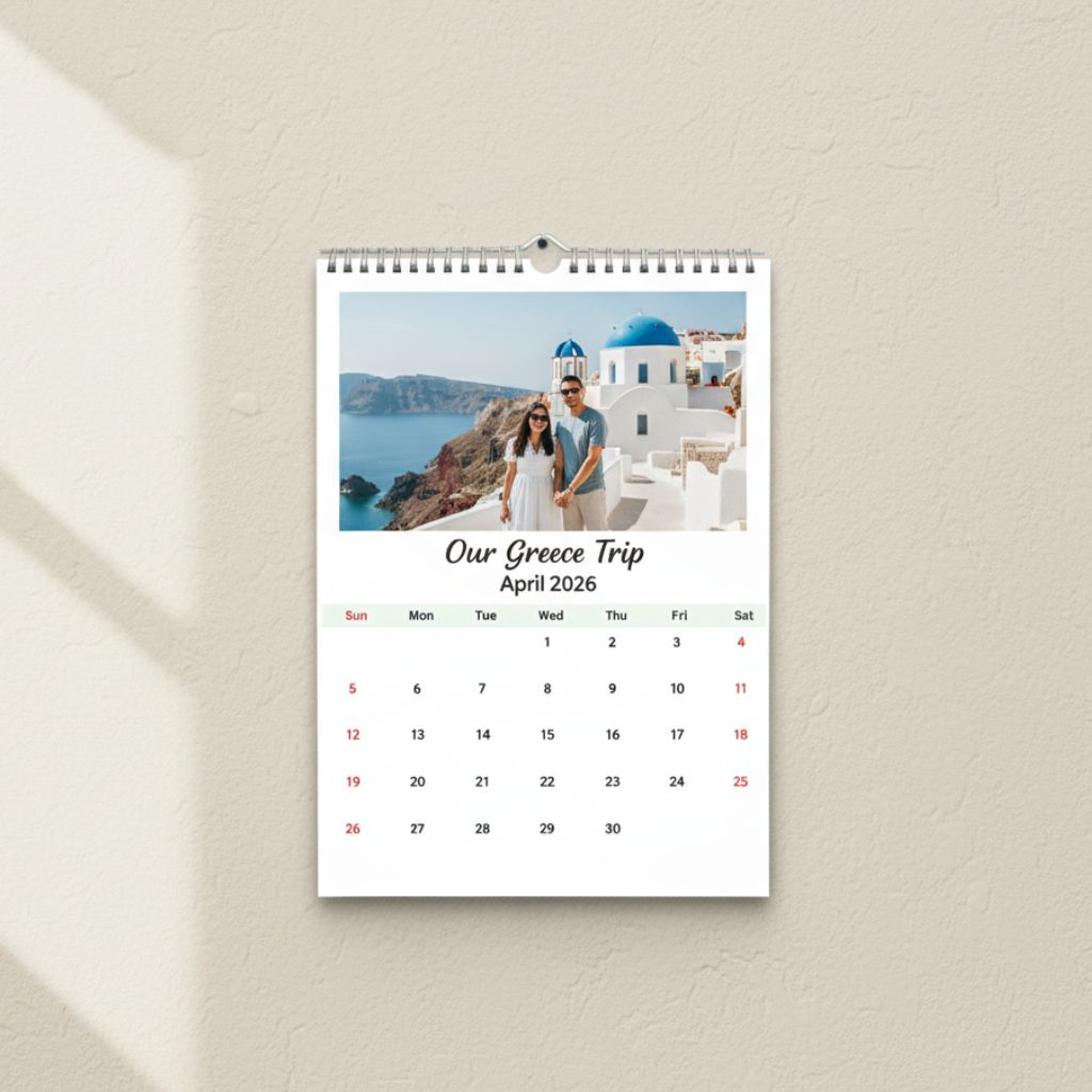 Personalised wall calendar travel photos for couples in Singapore