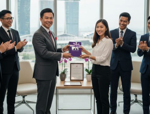 Corporate employee appreciation ceremony gift Singapore recognition award presentation