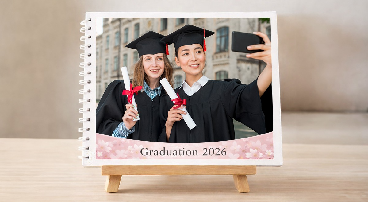 Mini graduation memory book Singapore with compact design and student photos