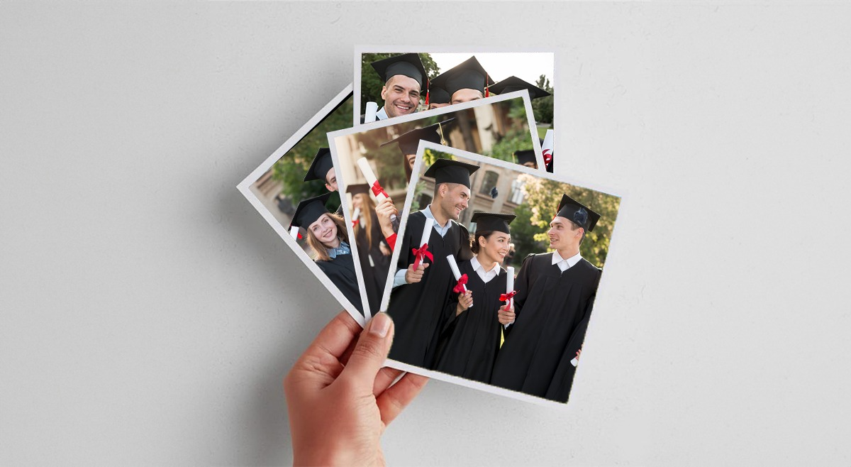 Square graduation photo prints Singapore for collage wall and student memories