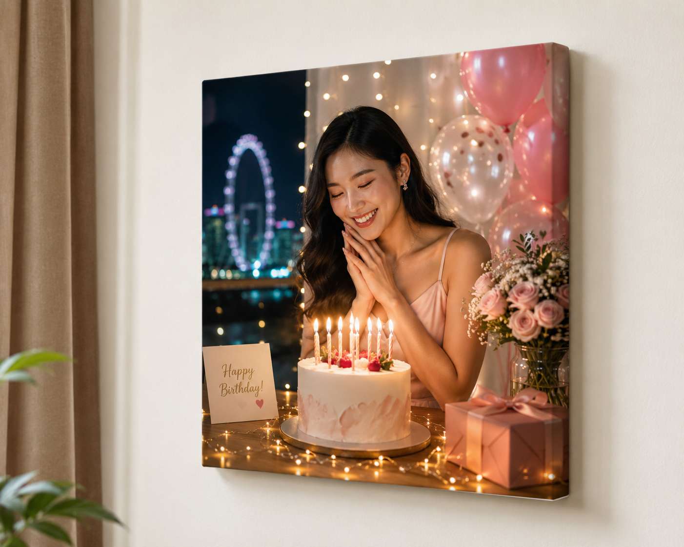Mounted personalised photo print ready to display as wall decor