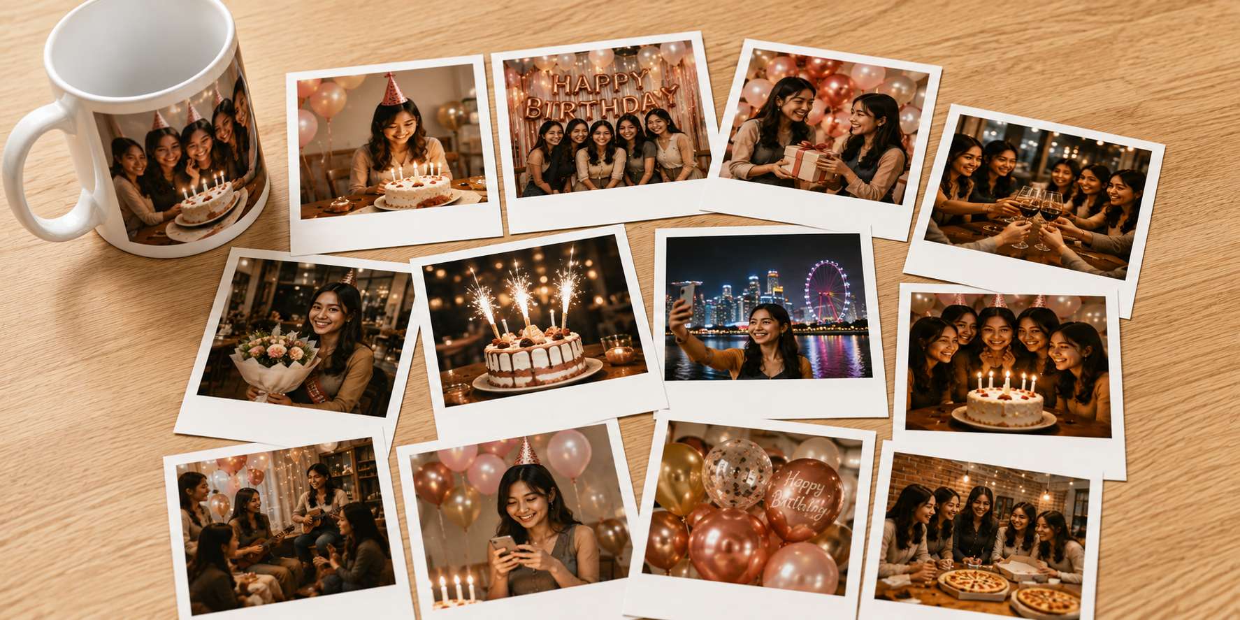 Retro Polaroid-style photo prints for a personalised birthday gift
