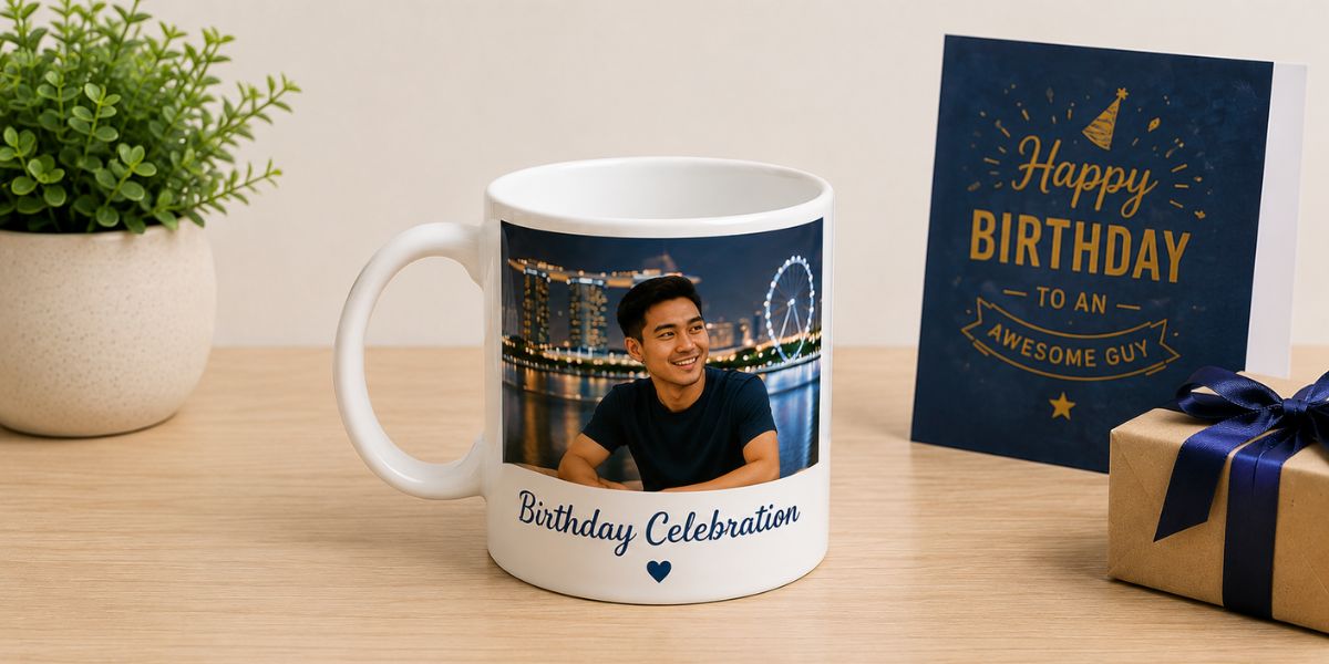 Personalised photo mug or tumbler birthday gift for him