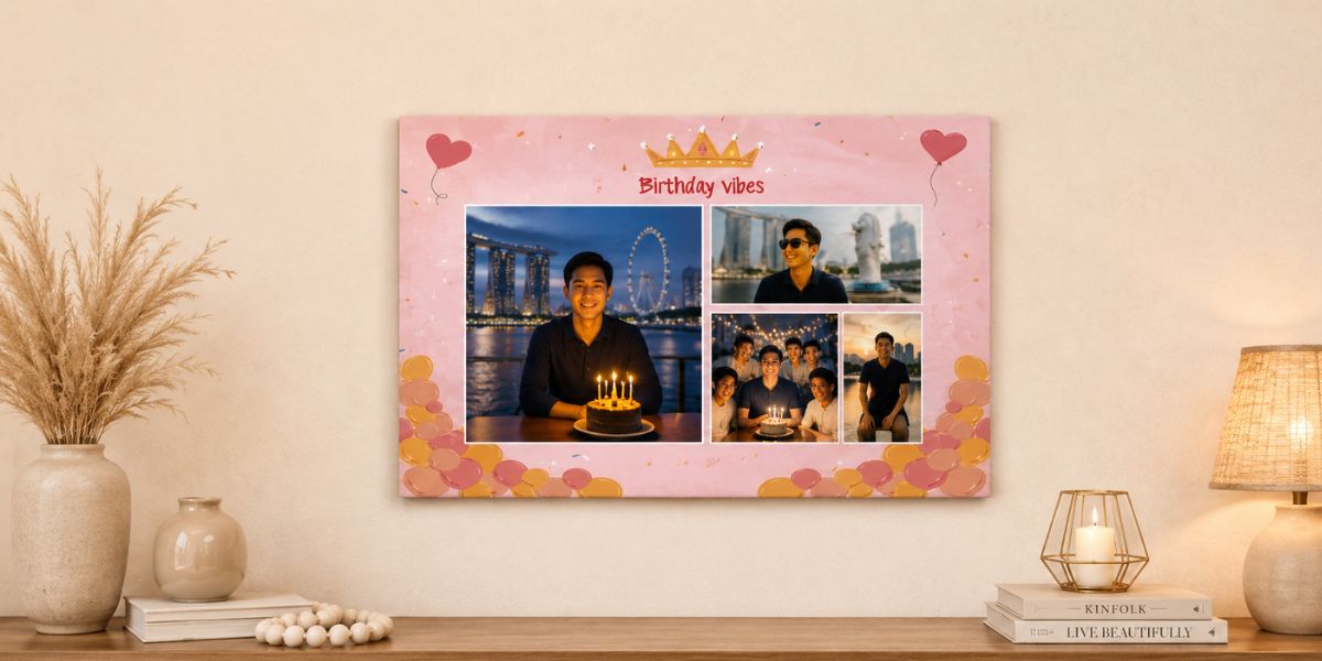 Personalised photo collage poster for a birthday celebration