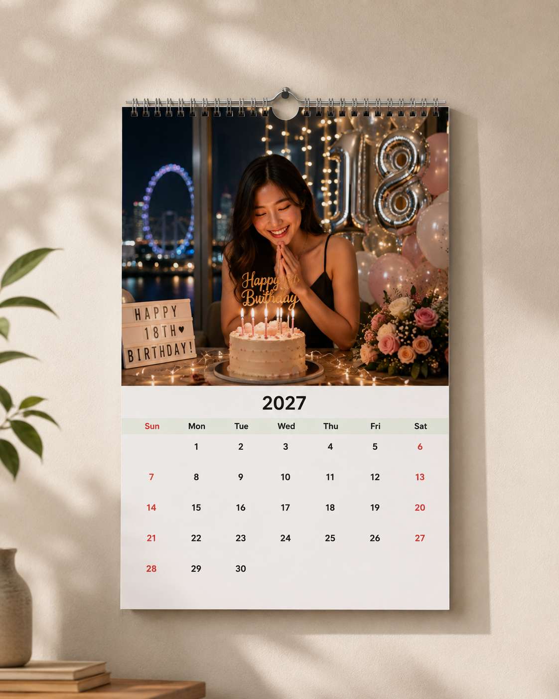 Personalised photo wall calendar featuring family memories