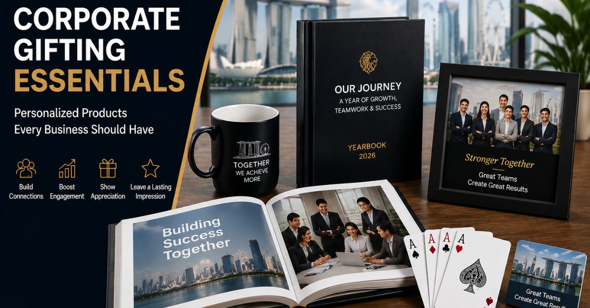 Personalised corporate gifts Singapore — custom photobooks mugs magnets canvas prints from Photojaanic SG