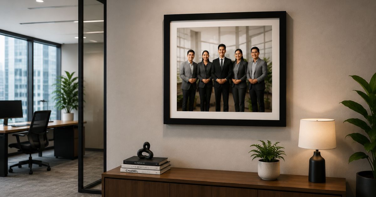 Personalised wall photo frame Singapore — corporate employee recognition award frame Photojaanic SG 