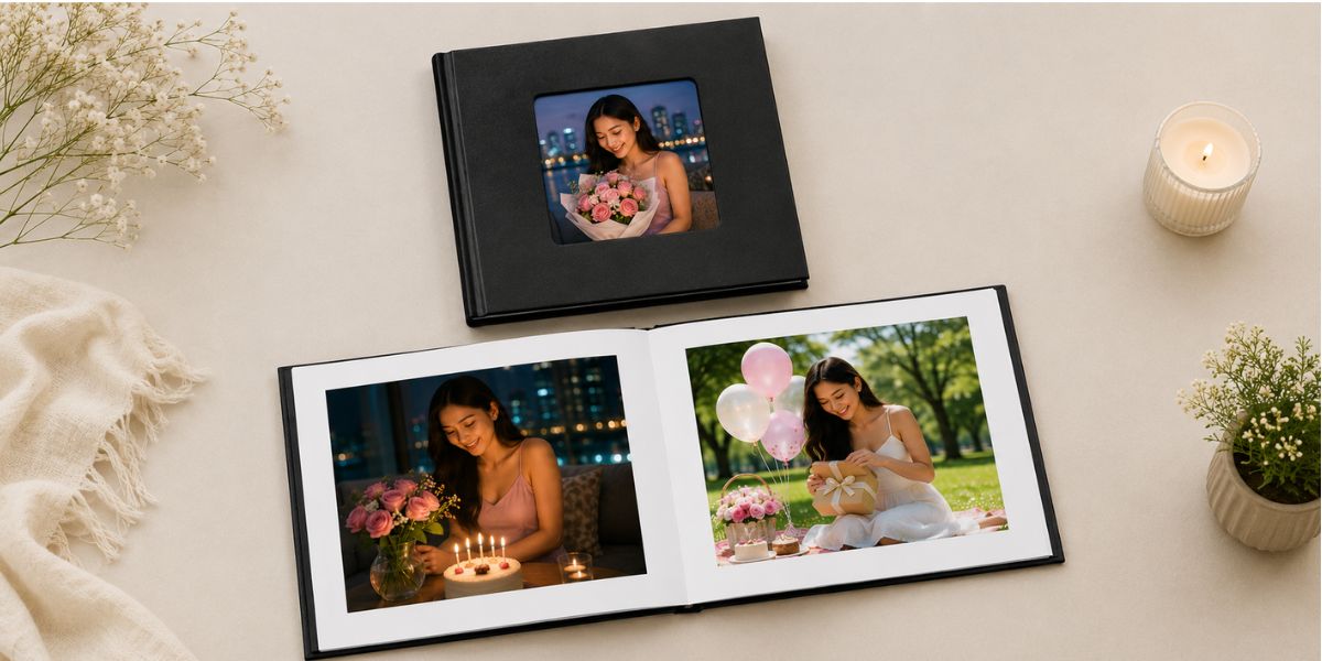 Premium leather photo album romantic gift for girlfriend