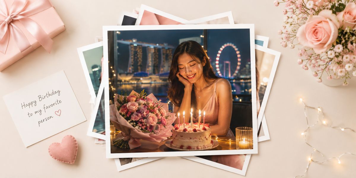 Square photo prints birthday keepsake for girlfriend