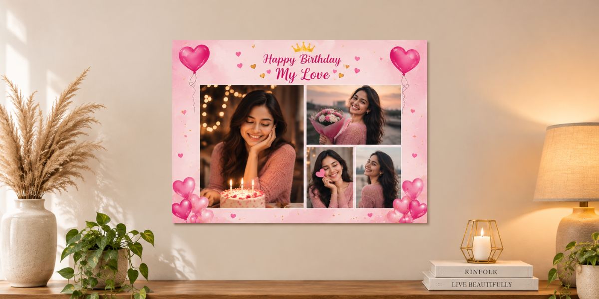 Personalised photo collage poster for girlfriend birthday