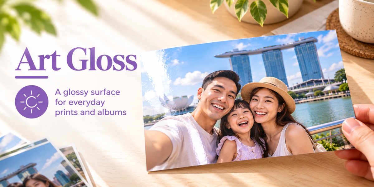 Landscape Art Gloss photo print showing a Singapore family moment with a glossy surface.