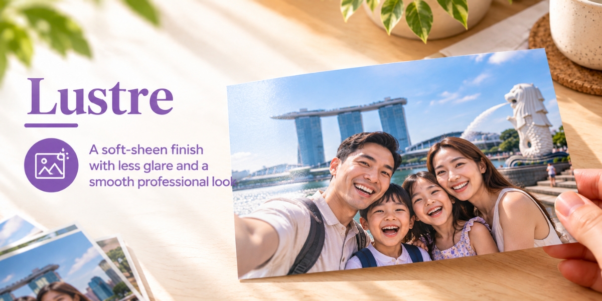 Landscape Lustre photo print showing a Singapore family moment with a soft sheen.